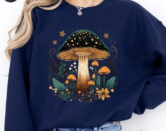 Mystical Mushroom Sweatshirt, Goblincore Bohemian Forest Sweater, Hippie Clothes, Fall Sweater, Autumn Jumper, Mushroom Shirt, Nature Shirt