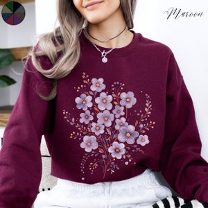 Autumnal Flower Sweatshirt, Floral Sweatshirt, Plant Sweatshirt, Boho Flower Shirt, Cottagecore Autumn Jumper, Fall Sweater, Gift for Her
