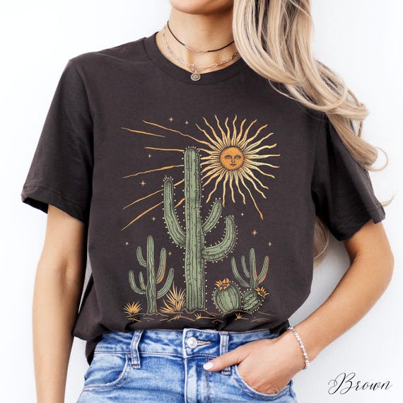 Goblincore Cactus Shirt, Plant Shirt, Vintage Graphic Tee, Whimsigoth Aesthetic T-Shirt, Bohemian Hippie Clothes, Summer Shirt Gothic Tshirt