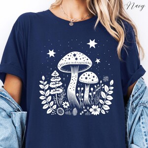 Celestial Mushroom Tshirt, Cottagecore Woodland Shirt, Forest Shirt, Nature Shirt, Botanical Shirt, Boho Shirt, Plants Shirt, Mushroom Gifts image 7