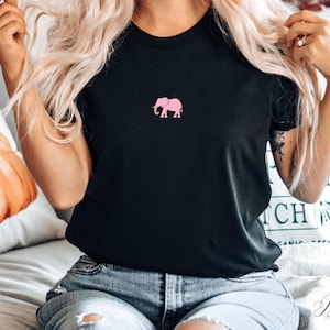 Pink Elephant Shirt, Cute Elephant Tshirt, Animal Shirt, Wildlife Shirt, Summer Safari Shirt, Womens Graphic Tees, Elephant Gifts for Her