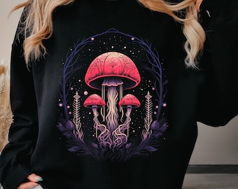 Goblincore Magic Mushroom Sweatshirt, Forest Witch Sweater, Dark Academia Shirt, Mystic Gothic Clothes, Witchy Gifts