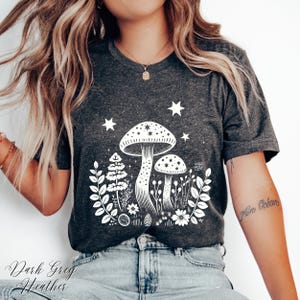 Celestial Mushroom Tshirt, Cottagecore Woodland Shirt, Forest Shirt, Nature Shirt, Botanical Shirt, Boho Shirt, Plants Shirt, Mushroom Gifts image 5