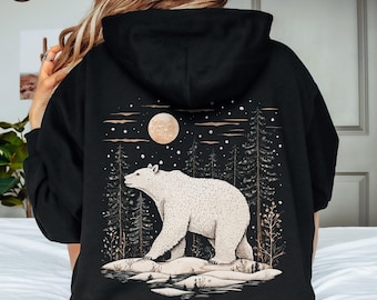 Cottagecore Polar Bear Hoodie, Polar Bear Sweatshirt, Arctic Animal Hoody, Winter Hoodie, Polar Bear Gifts, Animal Lover Christmas Gifts