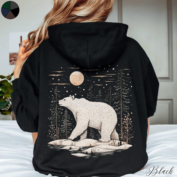 Sudadera con capucha de oso polar estilo cottagecore, sudadera con