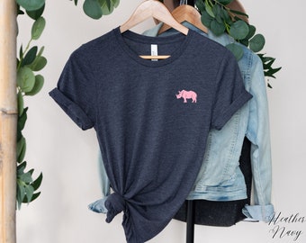 Pink Rhino Shirt, Cute Rhino Tshirt, African Animal Shirt, Wildlife Graphic Tee, Safari Shirt, Safari Outfit, Rhino Gifts, Gifts for Her