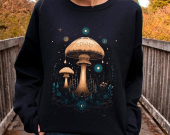 Dark Forest Mushroom Sweatshirt, Dark Cottagecore Forest Witch Sweatshirt, Alt Gothic Clothes, Alternative Mystic Sweatshirt, Witchy Gifts