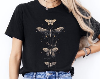 Vintage Style Moth Shirt, Goblincore Aesthetic Moth Tshirt, Dark Butterfly Shirt, Fairy Grunge Witch Shirt, Gothic Clothes, Gothic Gifts