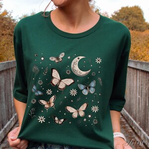 Boho Butterfly Shirt, Moon Butterfly Tshirt, Vintage Graphic Tee, Butterfly T Shirt, Boho Shirt, Bohemian Hippie Clothes, Butterfly Gifts image 4