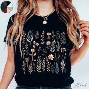 Vintage Wildflower Shirt, Boho Flower Tee, Wild Flower T-shirt, Botanical Tshirt, Cottagecore Clothes, Fairycore Aesthetic Floral Clothing