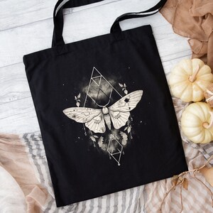 Geomancer's Moth Tote Bag, Fairy Grunge Moth Bag, Dark Academia, Forest Witch Aesthetic Tote Bag, Witchy Gifts, Butterfly Bag, Gothic Bag