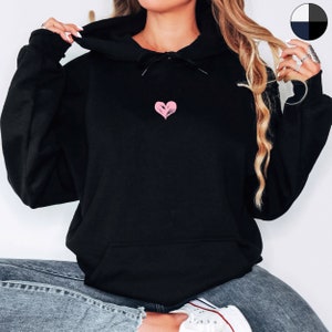 Pink Heart Hoodie, Love Heart Hoodie, Love Hoodie, Cute Hoodie, Romantic Gifts, Minimalist Hoodie, Valentines Day Gifts, Gifts for Her