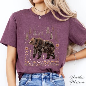 Scandinavian Bear Shirt, Bear T Shirt, Forest Animal Shirt, Bohemian Wildlife Tshirt, Vintage Graphic Tee, Hippie Clothes, Bear Lover Gifts image 7