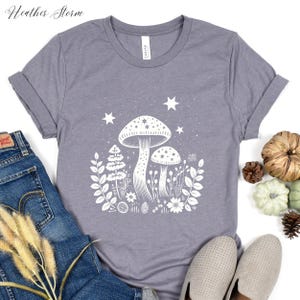 Celestial Mushroom Tshirt, Cottagecore Woodland Shirt, Forest Shirt, Nature Shirt, Botanical Shirt, Boho Shirt, Plants Shirt, Mushroom Gifts image 11