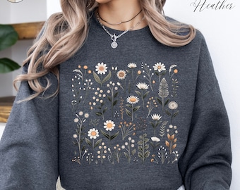 Daisy Jumper, Daisy Flower Sweatshirt, Botanical Cottagecore Sweater, Wildflower Jumper, Floral Sweatshirt, Nature Shirt, Gardening Gift