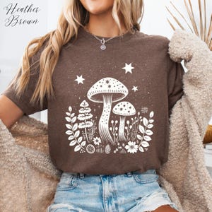 Celestial Mushroom Tshirt, Cottagecore Woodland Shirt, Forest Shirt, Nature Shirt, Botanical Shirt, Boho Shirt, Plants Shirt, Mushroom Gifts image 6