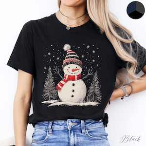 Vintage Snowman Shirt, Christmas Shirt, Winter Shirt, Cottagecore Snowman Tshirt, Holiday Christmas Tshirt, Christmas Gifts, Gifts for Her