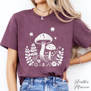 Celestial Mushroom Tshirt, Cottagecore Woodland Shirt, Forest Shirt, Nature Shirt, Botanical Shirt, Boho Shirt, Plants Shirt, Mushroom Gifts image 3