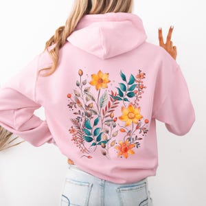 Boho Wildflower Hoodie, Autumnal Floral Hoodie, Wild Flower Hoodie, Cottagecore Nature Hoodie, Boho Hoodie, Botanical Back Print Hoody