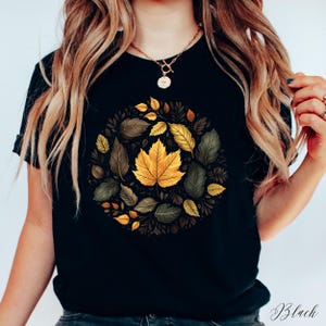 Autumn Leaves Graphic Tee, Fallen Leaf Shirt, Autumn Fall Shirt, Boho Clothes, Botanical Nature Shirt, Cottage core Woodland Forest Shirt