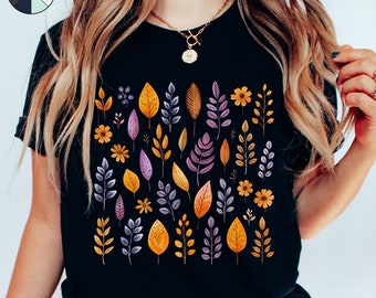 Autumn Leaves Shirt, Fallen Leaf Shirt, Nature Shirt, Fall Shirt, Autumn Shirt, Cottagecore Forest Shirt, Plants Shirt, Boho Clothes