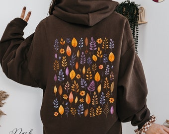 Autumn Leaves Hoodie, Nature Hoody, Botanical Fall Sweatshirt, Woodland Forest Hoodie, Cottage core Autumn Hoodie, Unique Gifts