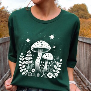 Celestial Mushroom Tshirt, Cottagecore Woodland Shirt, Forest Shirt, Nature Shirt, Botanical Shirt, Boho Shirt, Plants Shirt, Mushroom Gifts image 4