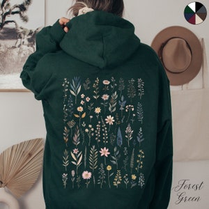 Vintage Wildflower Hoodie, Fairycore Floral Hoodie, Flower Hoodie, Wild Flower Hoody, Boho Hoodie, Cottage core Hippie Clothes, Gift for Her