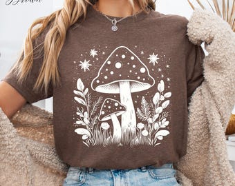 Goblincore Mystic Mushroom Shirt, Forestcore Graphic Tee, Botanical Woodland Nature T-Shirt