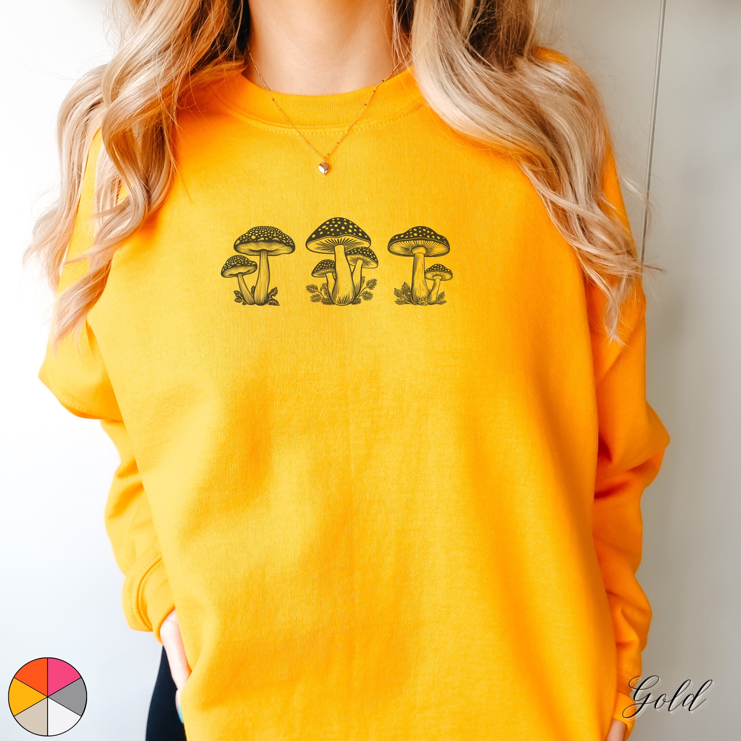 Three Dark Mushrooms Jumper, Cottagecore Sweatshirt, Forest Woodland