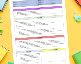 Simple Lesson Plan Template in Google Docs & Microsoft Word, Editable Digital and Printable Lesson Planner, Teacher Planner
