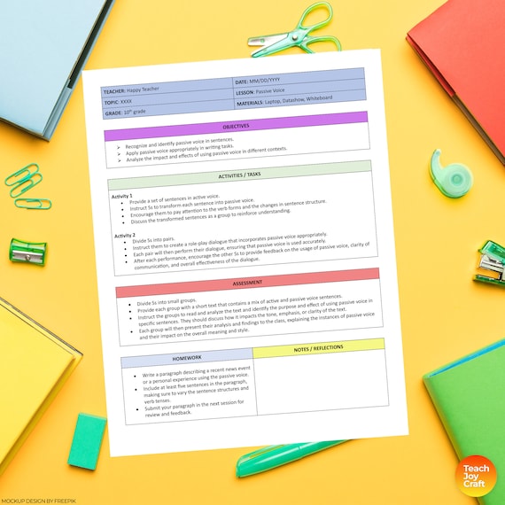 Simple Lesson Plan Template in Google Docs & Microsoft Word, Editable Digital and Printable Lesson Planner, Teacher Planner