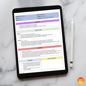 teachers can use the lesson plan digitally on a tablet, without printing it