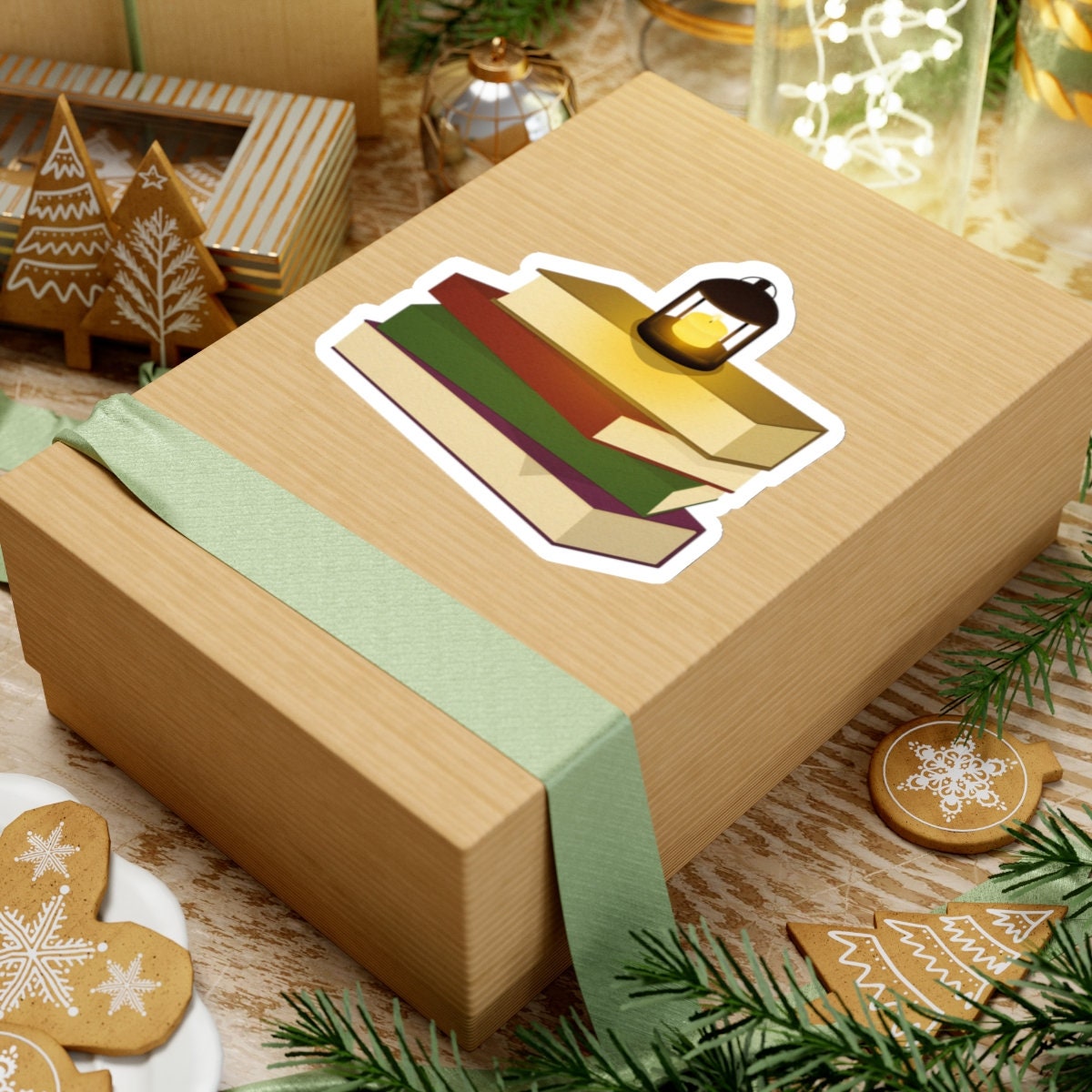 Cozy and Fun Book Stack Sticker | Books With Lantern Cozy Warm Colors ...