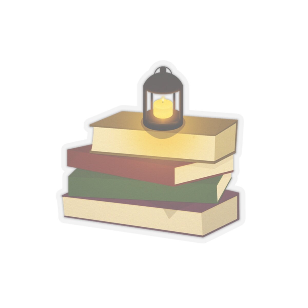 Cozy and Fun Book Stack Sticker | Books With Lantern Cozy Warm Colors ...