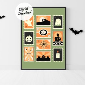 DESCARGA DIGITAL Impresión de póster de sello de Halloween / Arte de pared de otoño de 2024 / Decoración de pared de Halloween de moda / Imágenes de Halloween / Decoración de Halloween