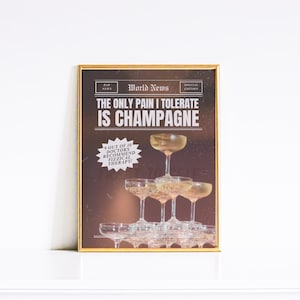 Champagne Problems Poster | Apartment Wall Art | Bar Cart Accessories | Cute Girly Wall Print |Gift for Champagne Lover | Retro Positive Art