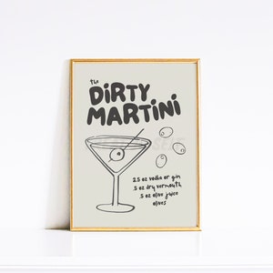 Dirty Martini Print | Bar Cart Decor | Martini Poster | Bar Wall Decor | Trendy & Cute Bar Art | Bar Cart Accessories | Martini Wall Art