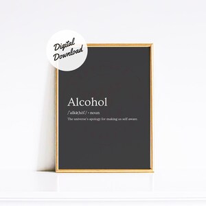 デジタルダウンロード アルコール定義プリント | 面白いバープリント | バーカートの装飾 | 寮の部屋の壁の装飾 | アパートのポスター