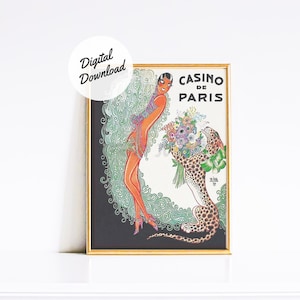 デジタルダウンロード ジョセフィン・ベーカー カジノ・ド・パリ 1930 | かわいいヴィンテージ壁飾り | かわいいヴィンテージヒョウ柄ポスター | レトロなバーアクセサリー