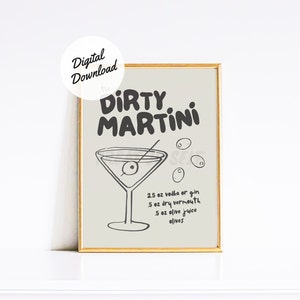DIGITAL DOWNLOAD Dirty Martini Print | Bar Cart Decor | Martini Poster | Bar Wall Decor | Bar Cart Accessories | Martini Wall Art
