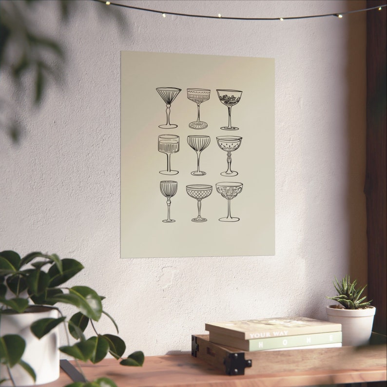 Drink Glasses Print Cute Bar Cart Accessories Cheers Print Cocktail