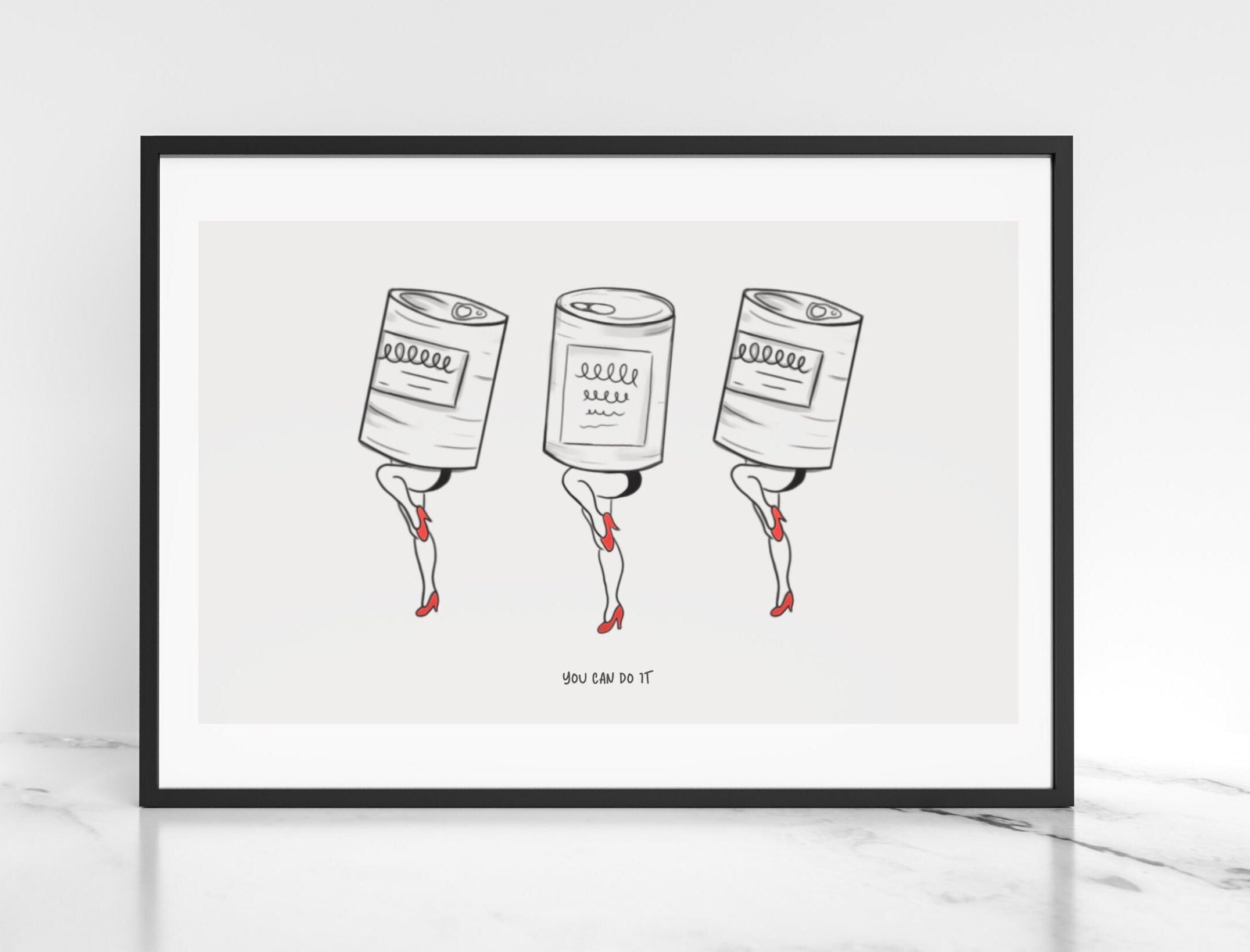 Cute Office Wall Decor | Positive Art Print | You can do it! | Punny Quirky Wall Poster | Illustration Wall Print | Fun Cubicle Decor