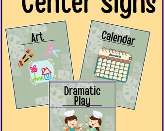 Classroom Center Signs (Pre-K)-  Jungle Theme