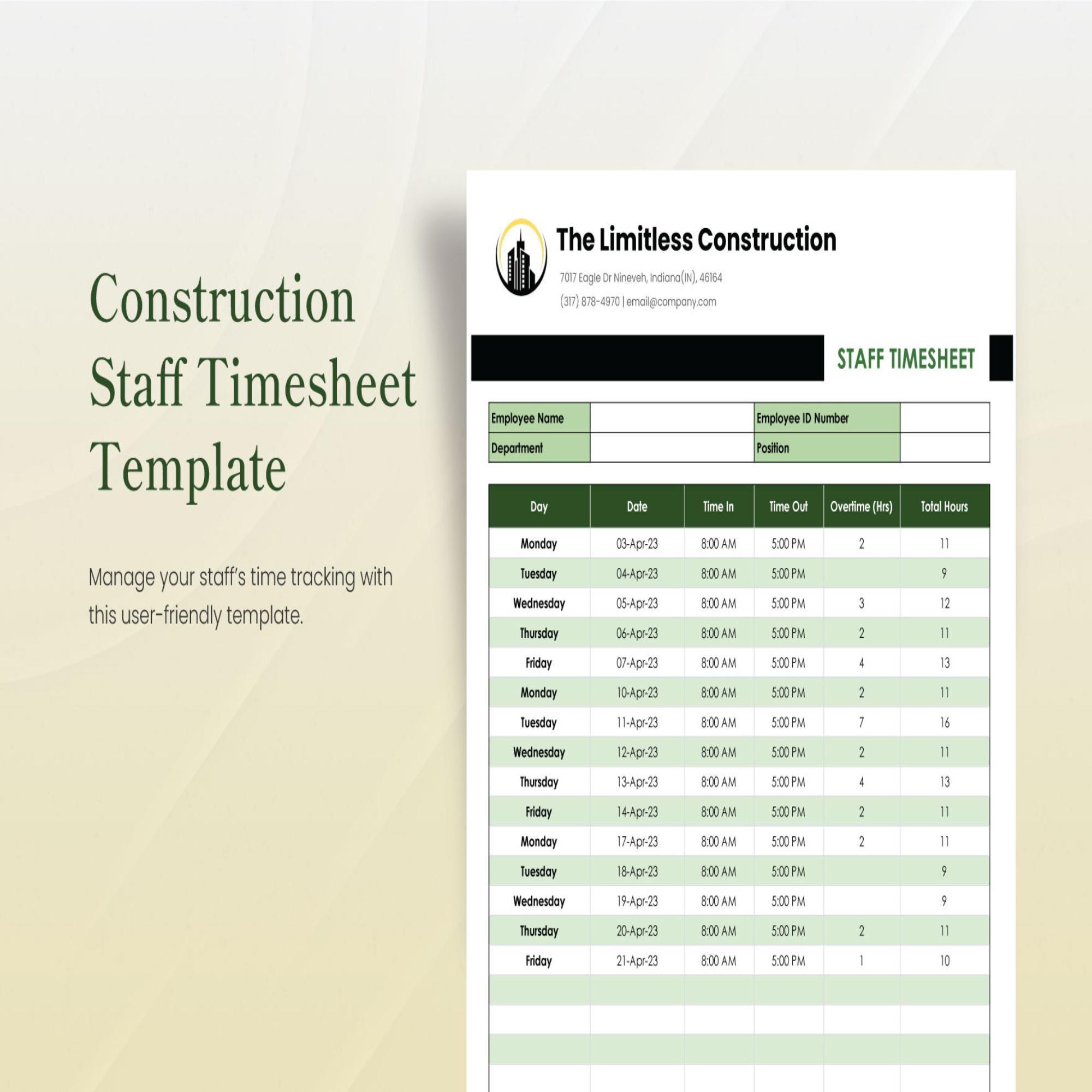 Construction Excel Template Bundle | Project Management (digital ...