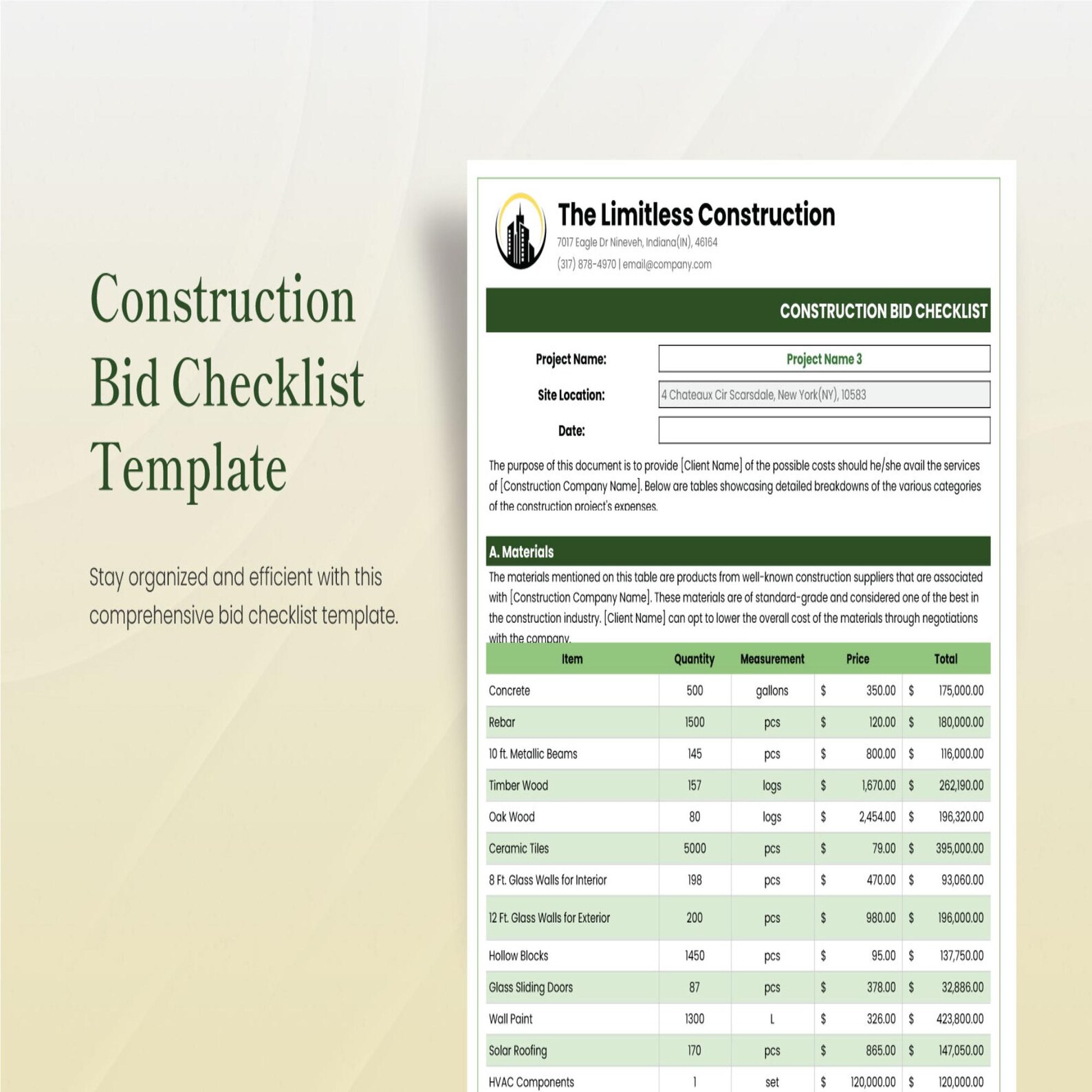 Construction Excel Template Bundle | Project Management (digital ...