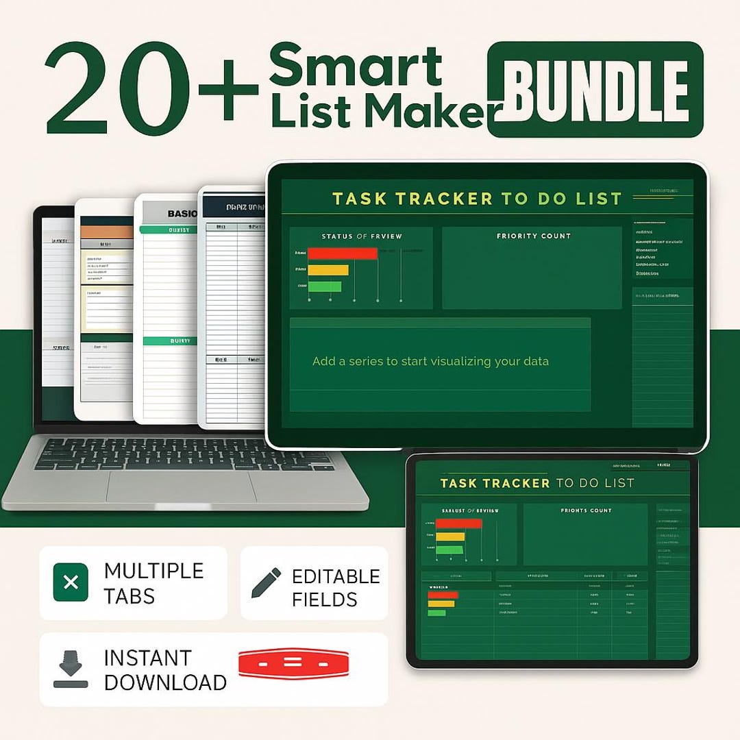 20+ Smart List Maker Bundle | Productivity Checklist Templates ...