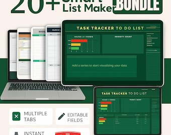 Zestaw Smart List Maker | Szablony produktywności (PDF)