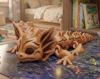 Flexi Articulated Baby Dragon STL - 3D Printable Digital File - Posable Fidget Toy - Kawaii Fantasy Creature Decor