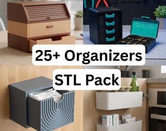 Zestaw organizerów 3D w formacie STL – ponad 25 rozwiązań do przechowywania (do pobrania w wersji cyfrowej)